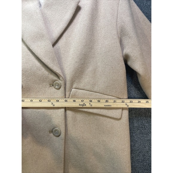 ABERCROMBIE and FITCH Coat Womens Medium Petite Lined Tan Button Mid-Length - Picture 13 of 13